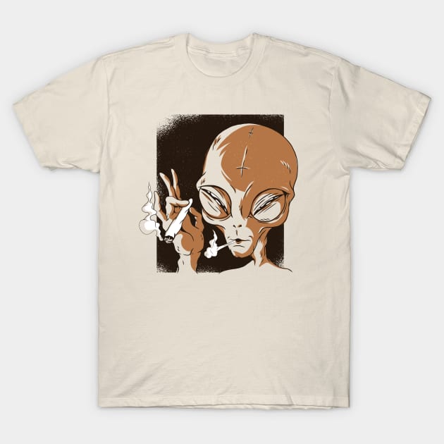 Alien Smoking T-Shirt by LR_Collections